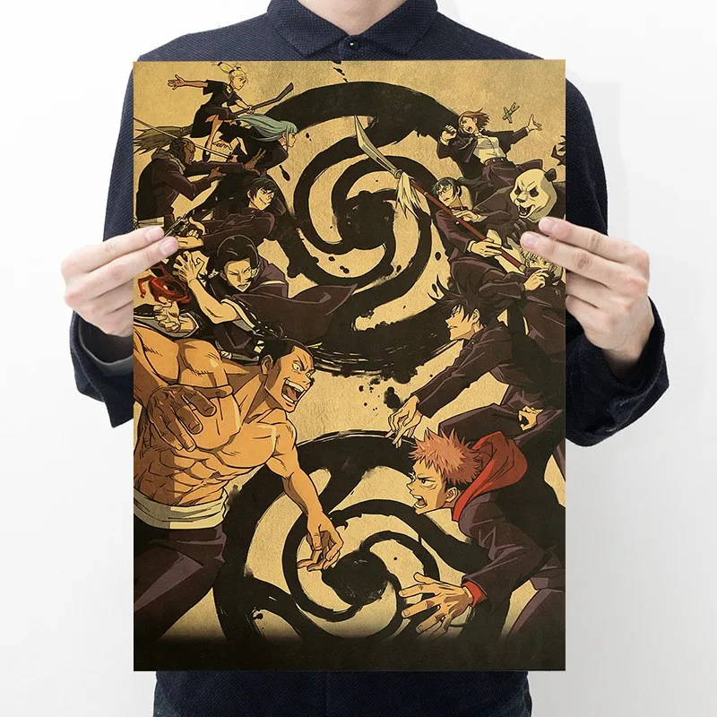 

Постер из крафт-бумаги в стиле аниме ююютсу кайсен, домашняя комната, искусственная живопись, сердечник 50,5x35 см