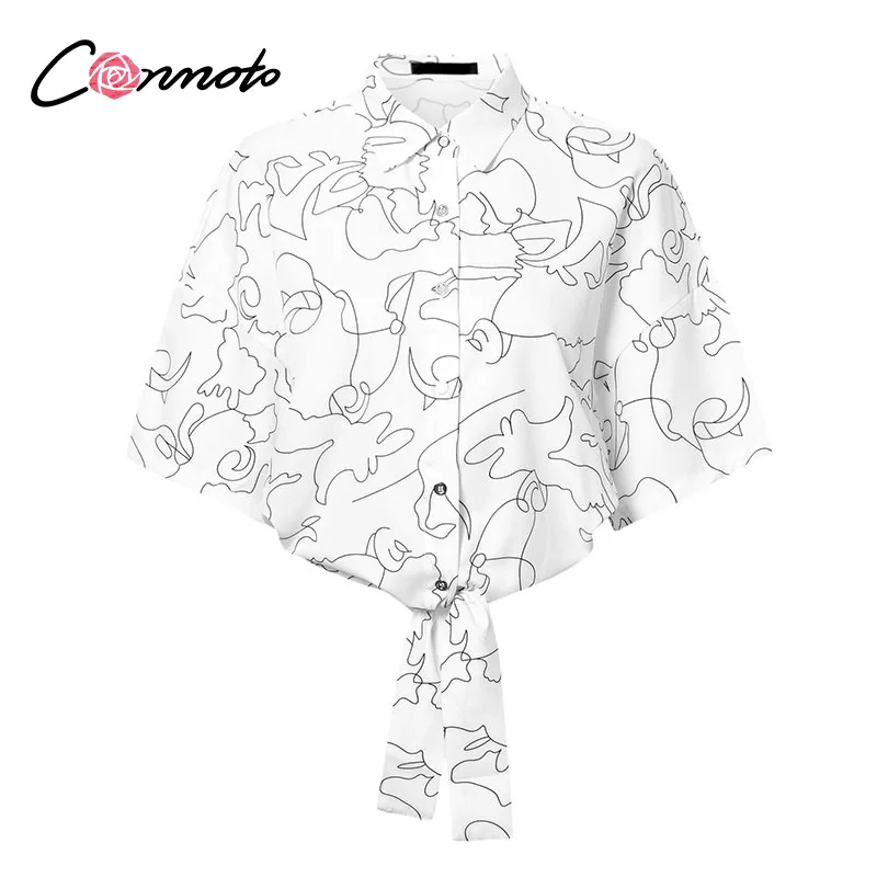Conmoto летние белые сексуальные повседневные женские блузки уличная одежда