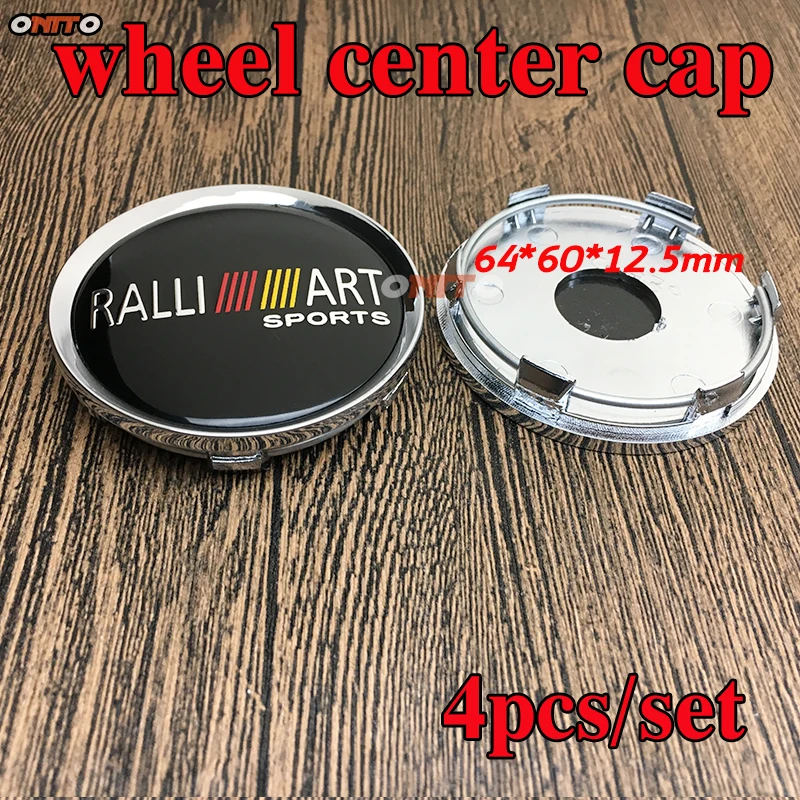 

4PCS/SET Wheel Center Cap Covers 64mm 6.4cm Wheel Hub Cap RALLI ART SPORTS logo For Mitsubishi RalliArt Lancer Ralli Art 10 Asx
