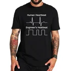 100% хлопковая футболка инженера, смешная футболка с рисунком сердцебиения, с короткими рукавами, европейские размеры, мужские футболки