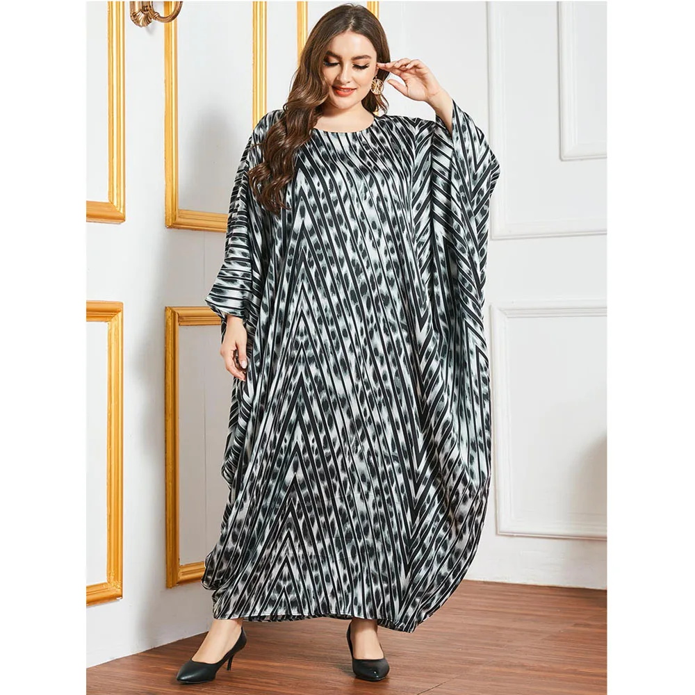 

Dubai Women Printed Oversize Maxi Dress Casual Abaya Muslim Batwing Sleeve Jilbab Kaftan Ramadan Arab Clothing Robe Middle East