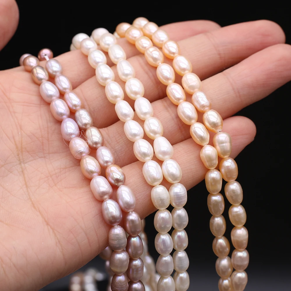 

Жемчужные бусины в форме риса, 5-6 мм, 36 см