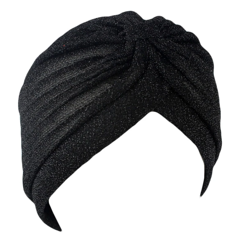 

New fashion Women Shiny Shimmer Sparkly Indian Turban Hat Muslim For Women