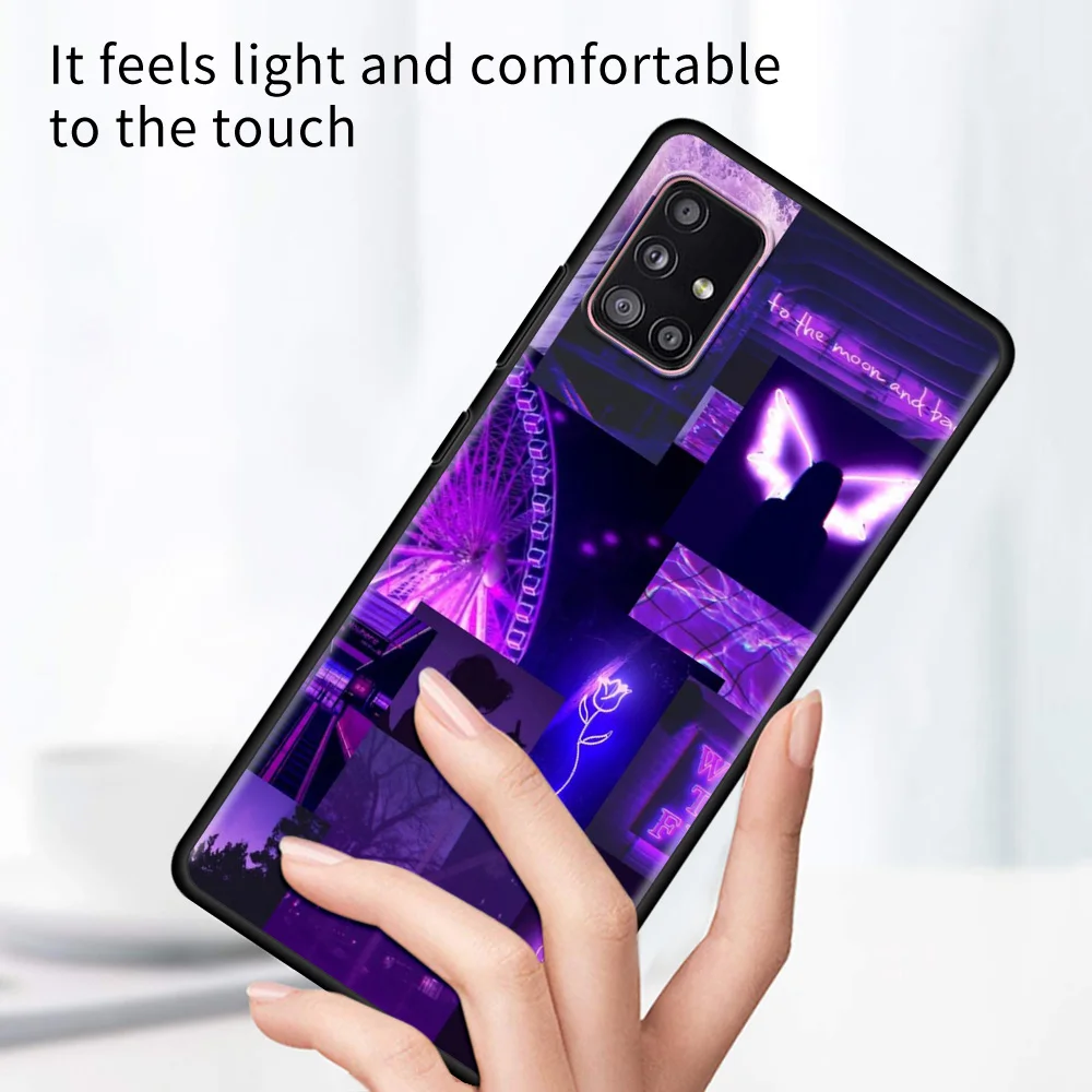 

Phone Case For Samsung A51 A71 A52 A12 A21s A21 A32 A91 A72 A42 A41 A31 A11 A02 A01 Purple Love Aesthetic Art TPU Fundas
