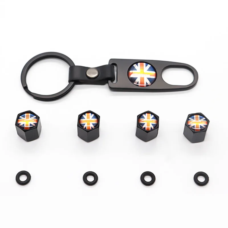 

Universal valve cover for auto parts, car tire valve cover for British flag-, Equipped with a wrenchcan be used as a keychain