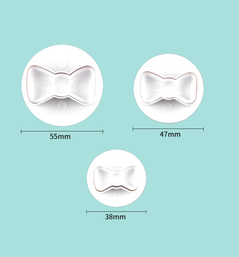 

SKTN 3pc Bow Shape Plunger Cookie Cutters Cake Biscuits Pastry Fondant Chocolate Decorating DIY Kitchen Baking Tools