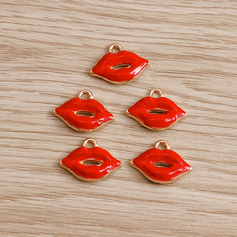 10 шт. 17*12 мм эмалевые сексуальные красные губы Подвески для ожерелий Брелоки DIY