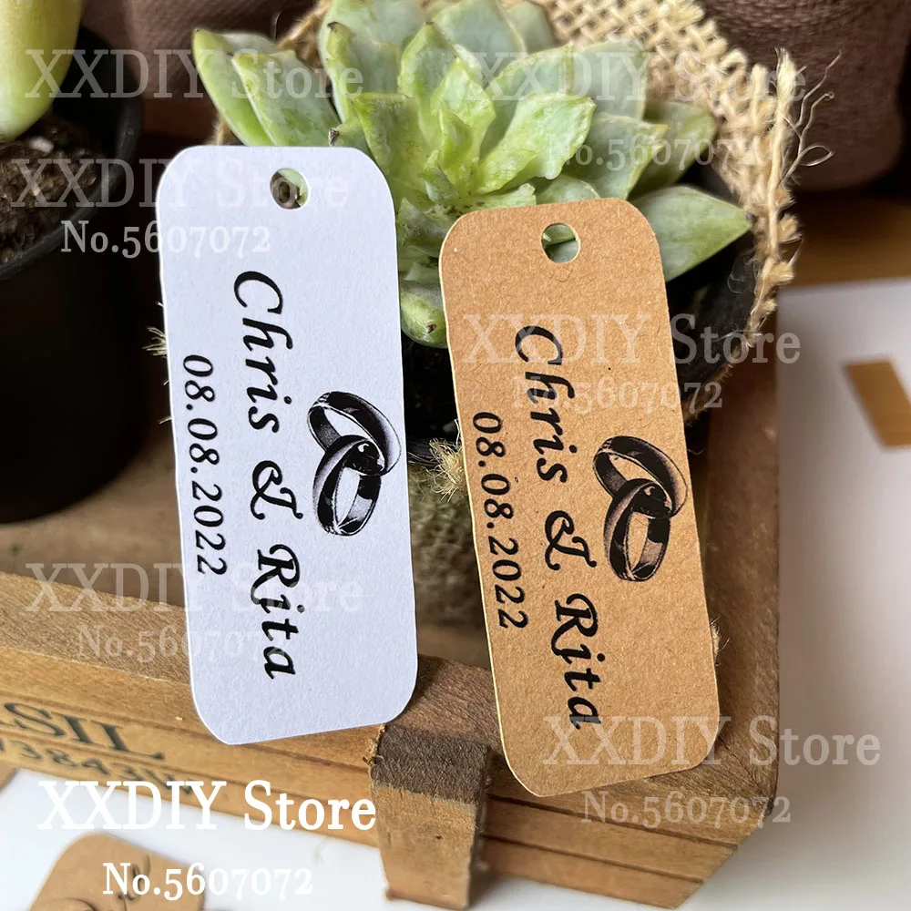 

Wedding Favor Tags Mini Kraft Gift Tags Personlized Custom Name & Date Thank You Tags Weding Party Decor Favors