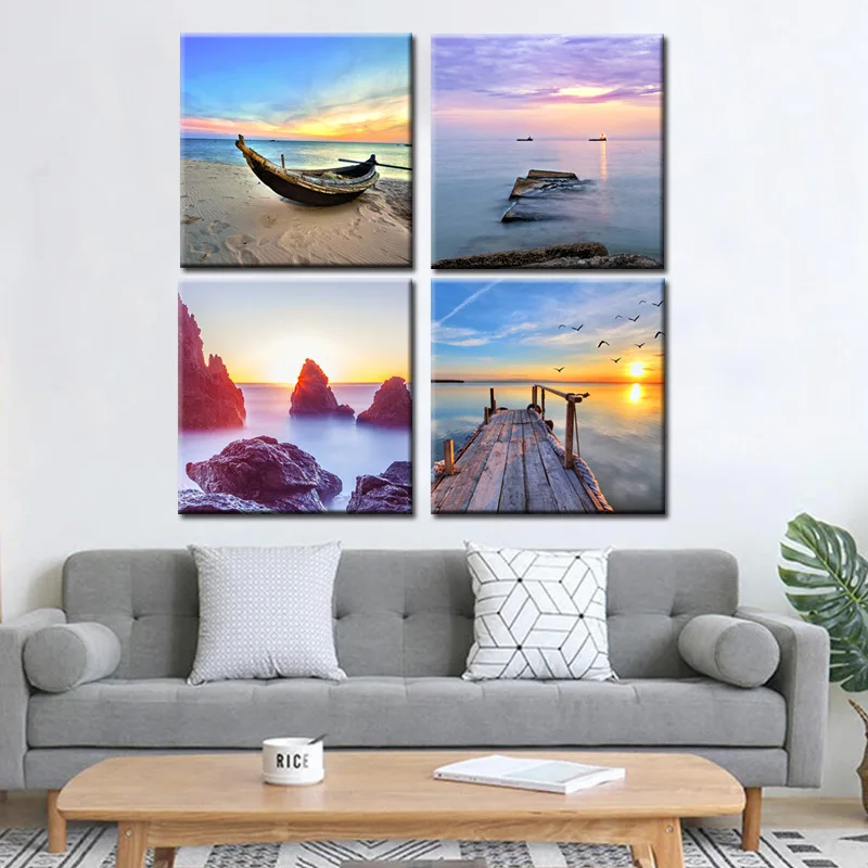 Настенная картина с изображением пейзажа заката пляжа | Дом и сад
