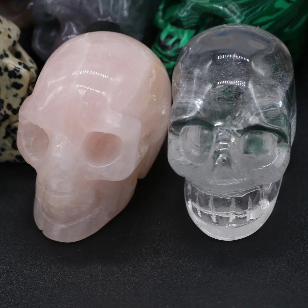 Череп из натурального хрусталя драгоценные камни призрак голова орнамент резные