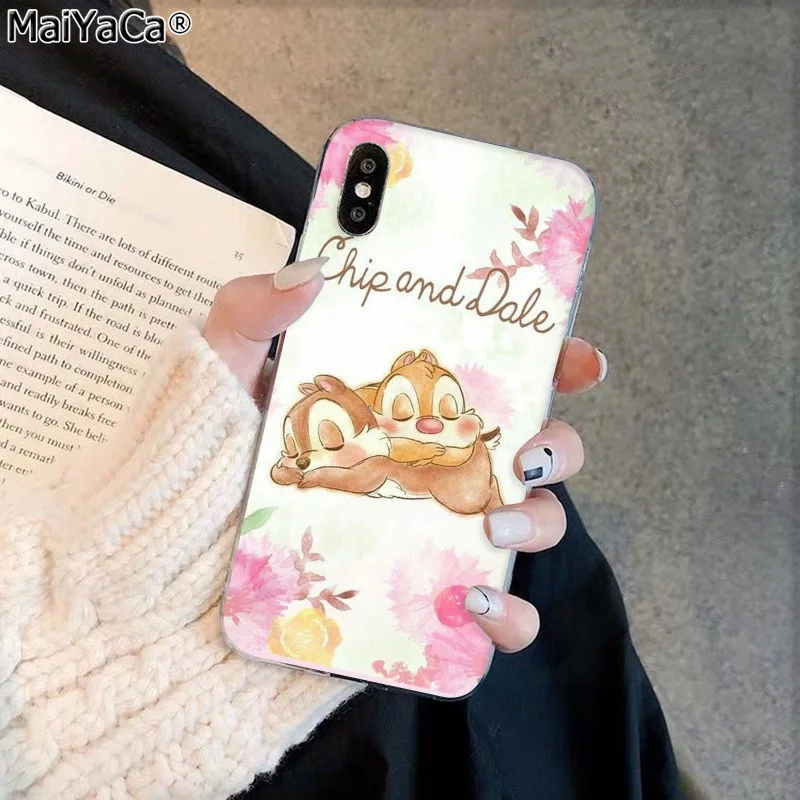 A10 MaiYaCa милый мультфильм белка чип 'Н' Дейл черный чехол для телефона iphone 11 pro 8 7 66S Plus X XS MAX 55S SE XR чехол - Цвет: A10
