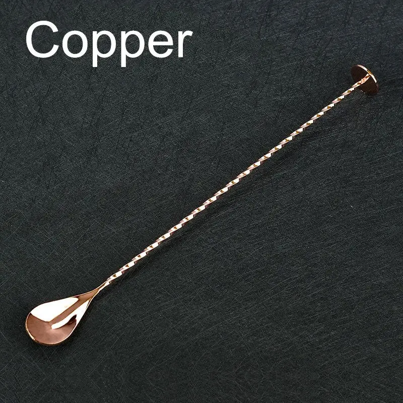 Copper 280 мм нержавеющая сталь Коктейльная ложка для смешивания спиральный узор длинная ручка барная ложка для перемешивания коктейлей для шейкера барный инструмент инструменты бармена - Цвет: Copper