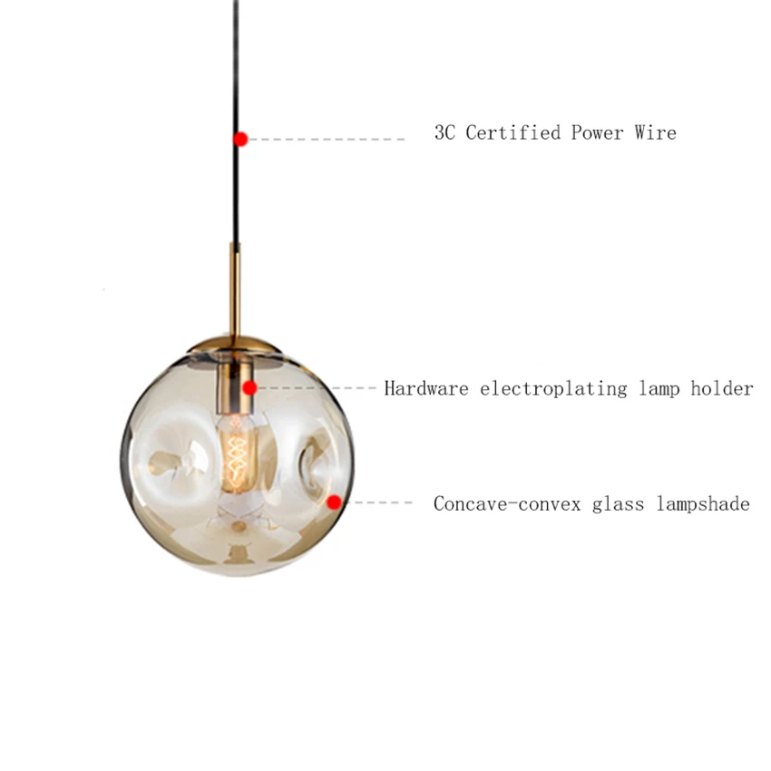 

Nordic Glass Hanging Lamp Lighting Bedside Living Room Pendant Lights Restaurant Light Fixtures Luminaria Suspension Hanging