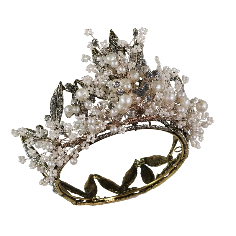 

Luxury Crown Tiaras Handmade Headdress New Retro Wedding Crown Rhinestone Wedding Decoration Banquet Dress Accessories Tiaras