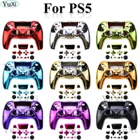 yuxi chrome for ps5 controller full set housing case cover decorative strip shell buttons mod kit