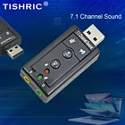 Внешняя звуковая карта TISHRIC с USB, 7,1 каналов, 3D, разъем 3,5 мм, микрофон, интерфейс для наушников, виртуальный аудио адаптер для ноутбука и ПК
