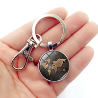 wg 1pc ancient map keychain keyrings pendant time gemstone cabochon keyring for women bag pendant jewelry
