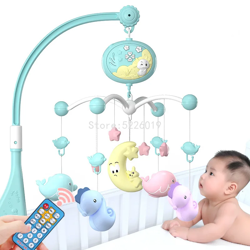 Baby Crib Mobile with Remote Control Music Box Night Light Rotate Newborn Sleeping Bed Toys 0-12 Newborns Bell Musical | Игрушки и хобби