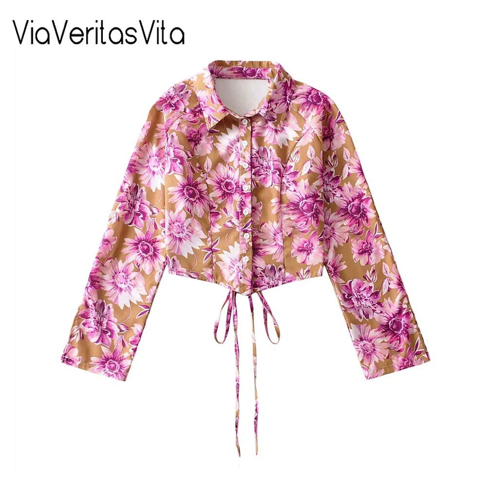 

Summer Beach Womans Cropped Shirt Long Sleeved Womens Tops And Blouses Backless Lace-Up Female Y2K Girls Polo Boho Shirt Korean
