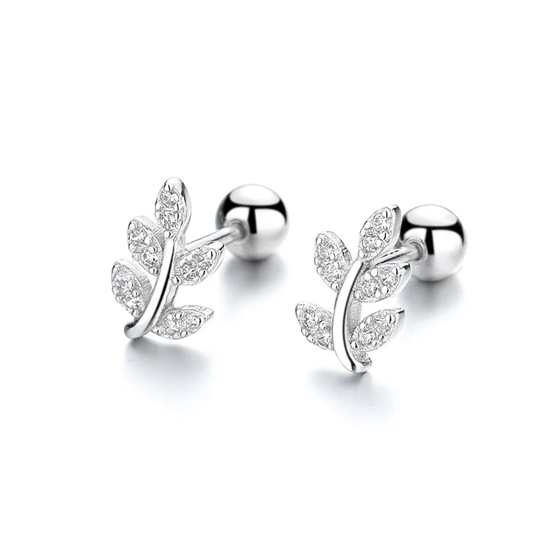 

TrustDavis Real 925 Sterling Silver Fashion Leaves Peas Screw Earring For Women Wedding Party Fine Minimalist Jewelry DB1421