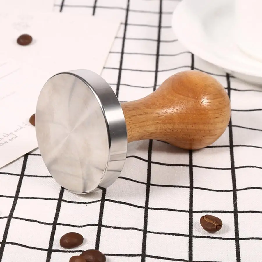 1Pc Wooden Handle Stainless Steel Espresso Coffee Tamper Press Tool with 58mm Flat Base Hot | Дом и сад