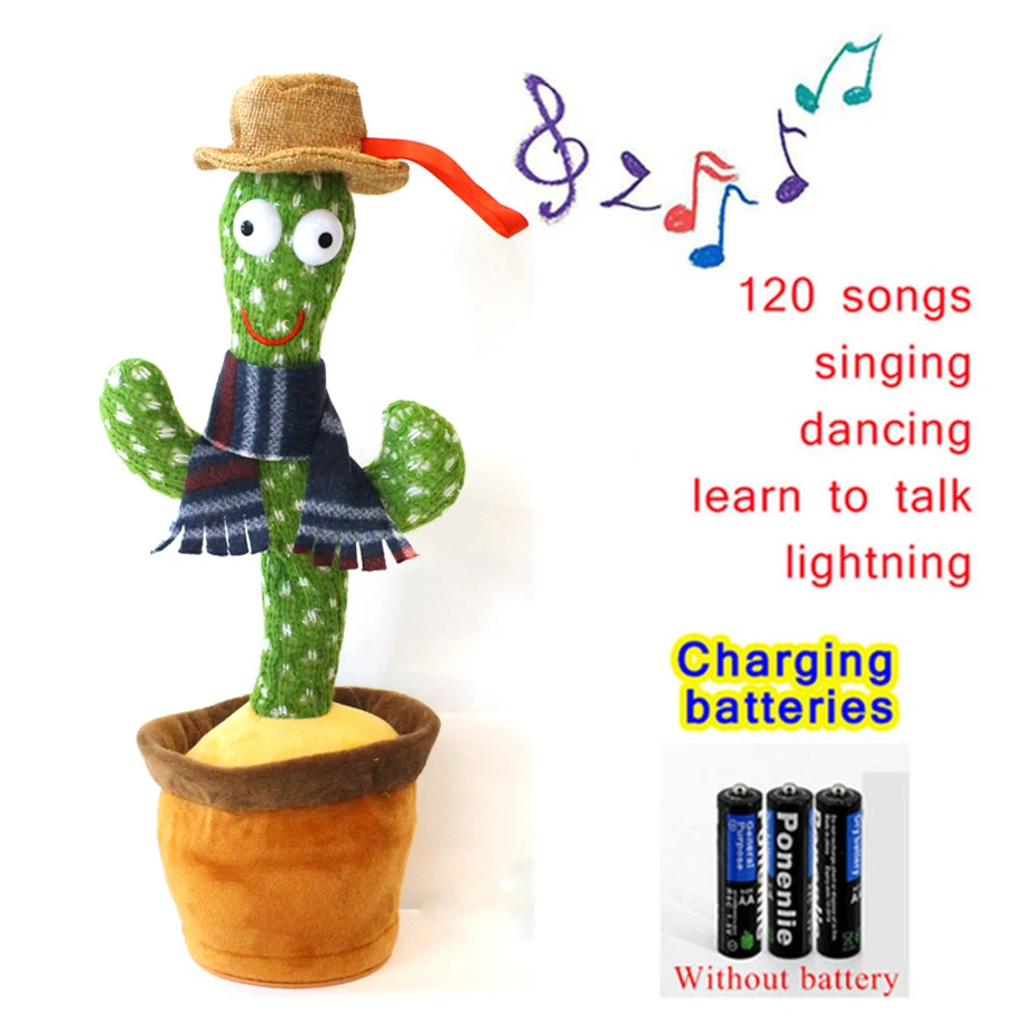 

Dancing Cactus Music Box Electronic Singing Plush Toy Cartoon Potted Holiday Decoration Gift Ornament For Home