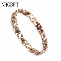 nhgbft love heart shape stainless steel bracelet for womens rose gold energy magnetic bracelet jewelry
