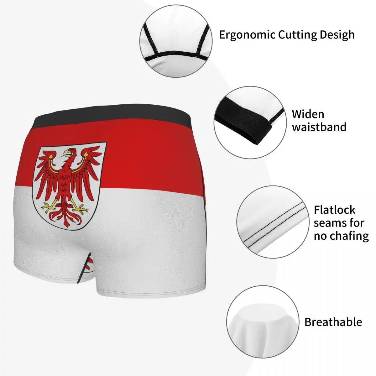 Flag Of Brandenburg Men's Boxer Briefs German states Geek elastic pants for men