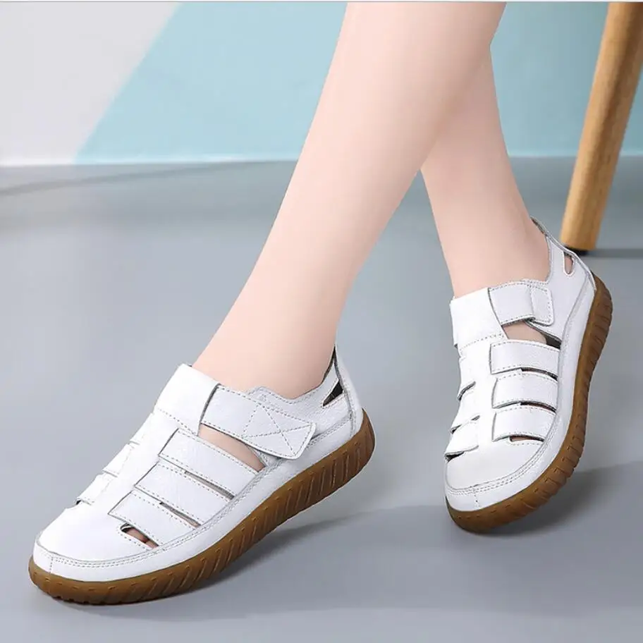 Сандалии оксфорды женские из натуральной кожи мягкие босоножки на плоской