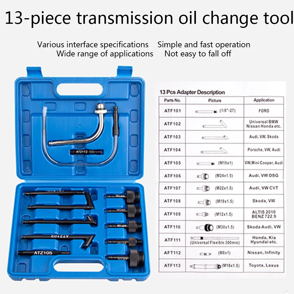 

13pcs Connector Oil Fill Adapter Set Professional Change Tools Transmission Fluid Practical Aluminum Alloy Accessories For Ford