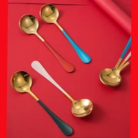 creative web celebrity style stainless steel spoon to eat more fruit spoon nordic round scoop