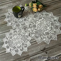 classic white water soluble embroidery lace placemat cup coaster vase plate pad coffee table mat christmas wedding decoration