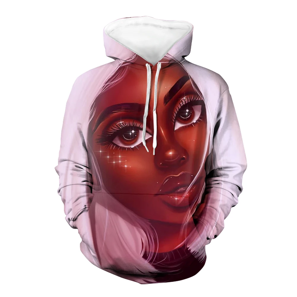 

Hycool latest African black girl design kawaii female personality hoodie beautiful/anime style casual long-sleeved sweatshirt