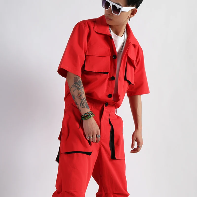 Одежда в американском стиле ретро одежда для выступлений хип-хоп красные