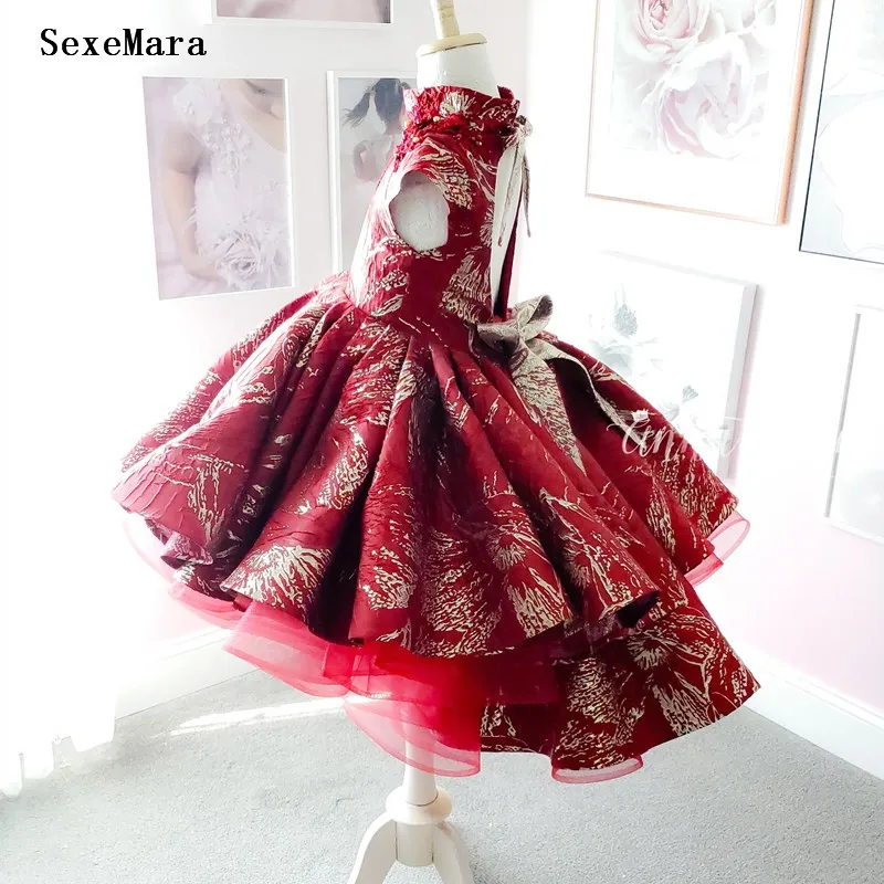 

New Red Real Picture Baby Girls Party Dress Princess Birthday Dress Kids Clothes Backless Gowns for Girls Special Occasion