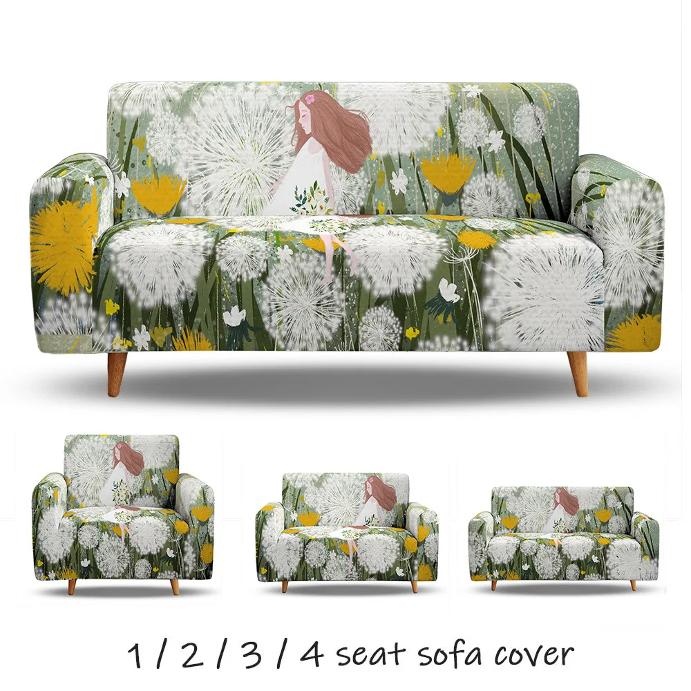 

Dandelion Print Sofa Cover Living Room Settee Cover Home Furniture Protector Stretch All Cover Slipcovers Armchair Couch Cover