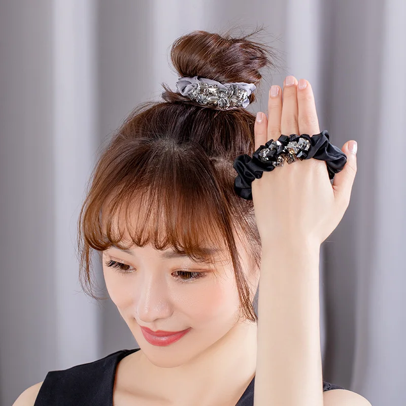 

Elegant temperament flower hair rope crystal ponytail rubber band hair tie women's fashion boutique hair accessories