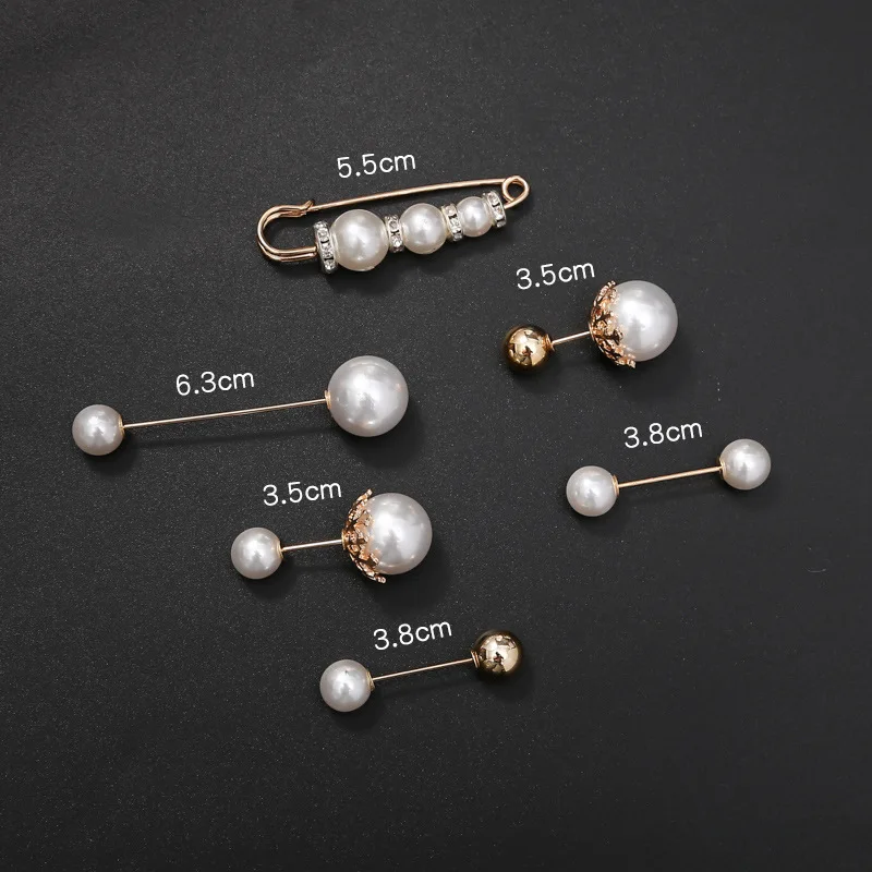 6 шт. булавки на талию свитер зажим для шали двойные с искусственным жемчугом