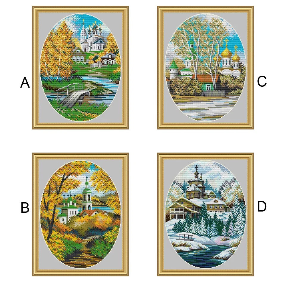 

SJ049 Stich Cross Stitch Kits Craft Packages Cotton Seasons Painting Counted New Designs Needlework Embroidery Cross-Stitching