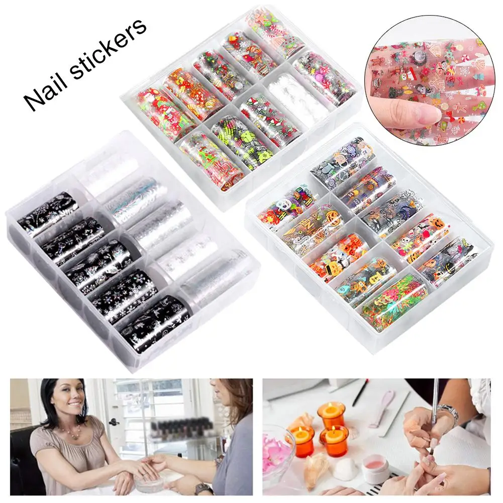 10 рулонов Хэллоуин Фольга для ногтей звездное небо искусство переводные