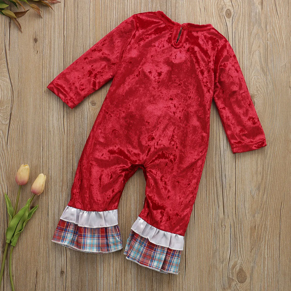 2019 Детская одежда для весны и осени Новорожденные мальчики и девочки комбинезон из бархата с длинным рукавом и брюками на утренники на Рождество.
