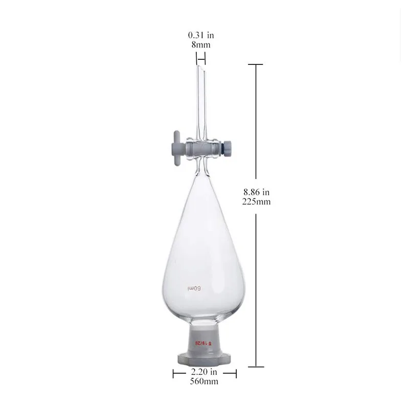 Стеклянная разделительная Воронка 60 мл из боросиликатного стекла с 19/26