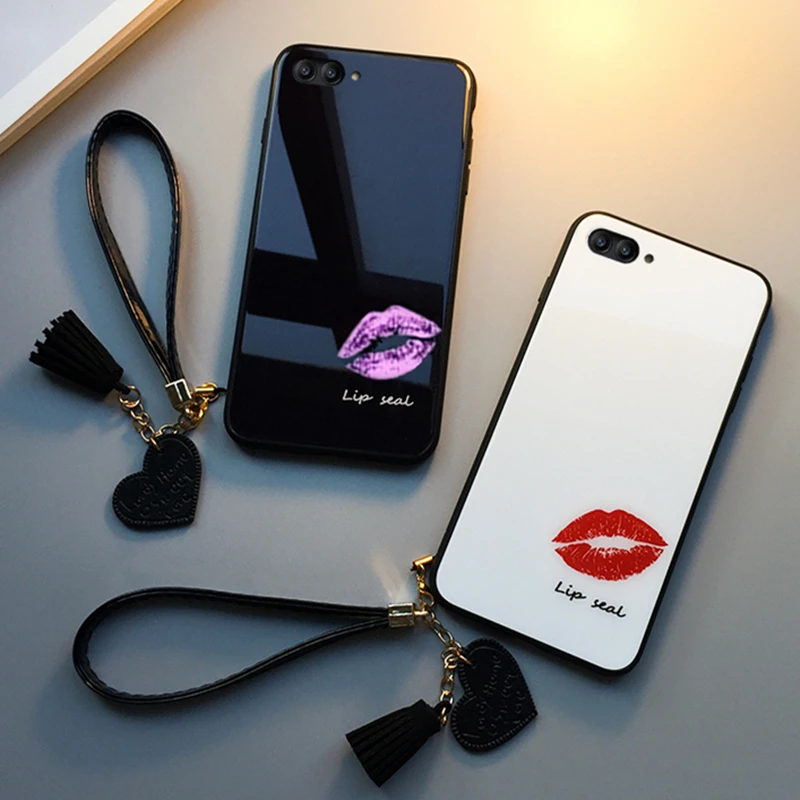 

Case & Strap For OPPO A1 A3 A5 A3S A5S A9 A79 A83 phone Case Fashion lip print Glass Hard Cover For OPPO A7X A77 A59 A39 A37 A33