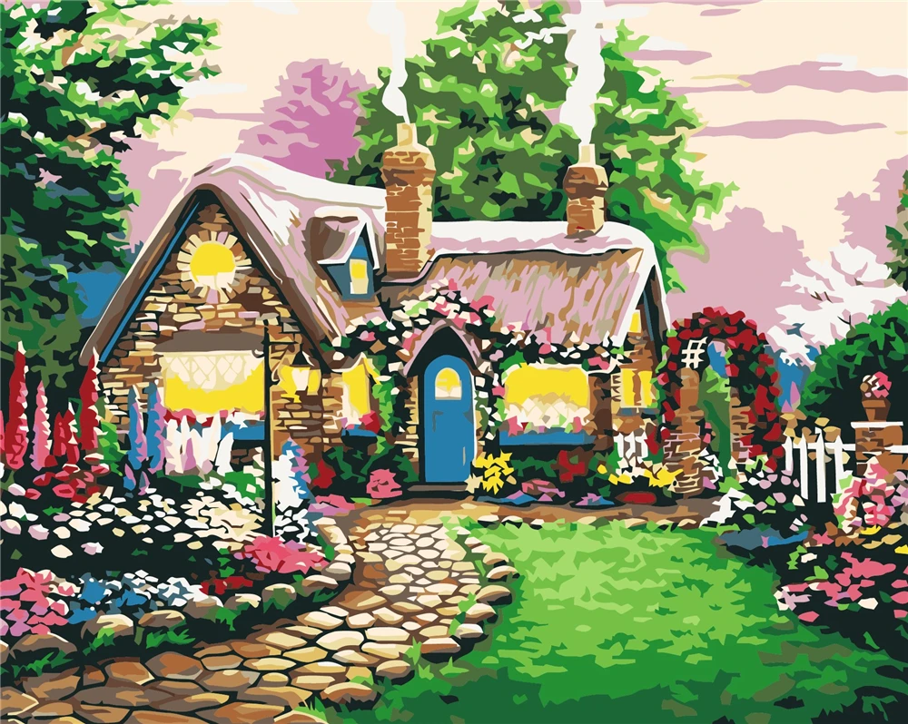 

Fairy Tale House Frame Diy Painting By Numbers Drawing On Canvas Adult Child Handpainted Gift Home Decor Wall Art 40x50cm