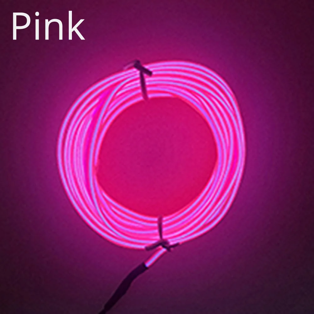 Pink 1 м/2 м/3 м/5 м освещение салона автомобиля Авто Светодиодная лента провод веревка трубка гибкий неоновый светильник с 12 В USB сигаретный привод - Испускаемый цвет: Pink