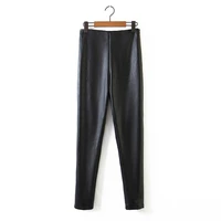 black pants with zipper high waisted trousers pu leather pants women winter warm trousers ladies trousers long pencil pants