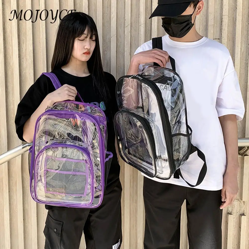 

Clear Backpack Travel School Bag Security Unisex Preppy Style Women Multi Layers Rucksack Casual Large Capacity Ba