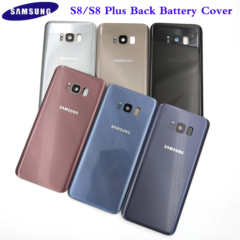 

Back Battery Cover For Samsung Galaxy S8 G950 S8+ G955 S8 Plus Rear Door Glass Housing Cover + Adhesive +Camera Glass Lens Frame