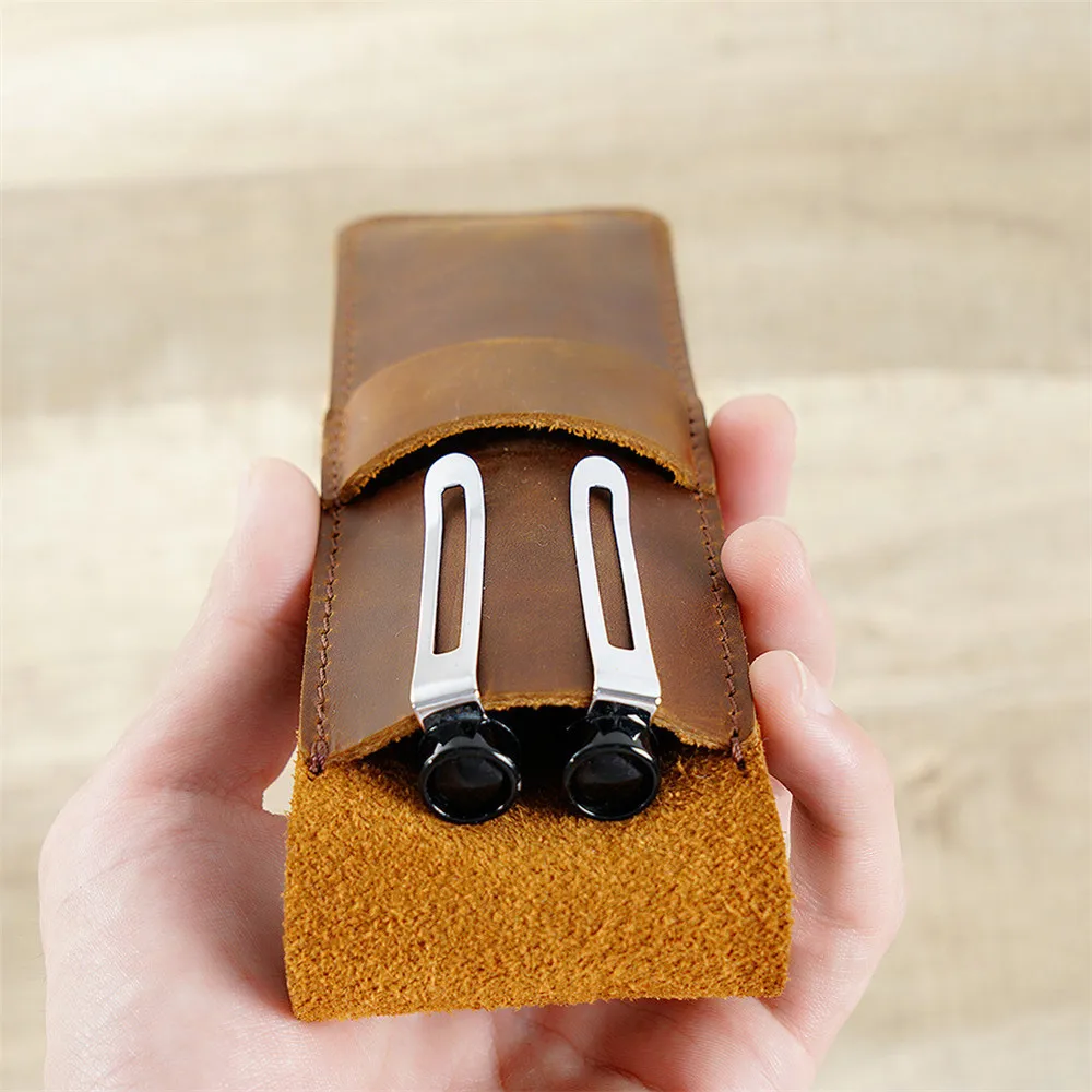 

Gift Style Case Retro Cowhide Pen Genuine Journal Travel 17*5.8cm Bag Leather