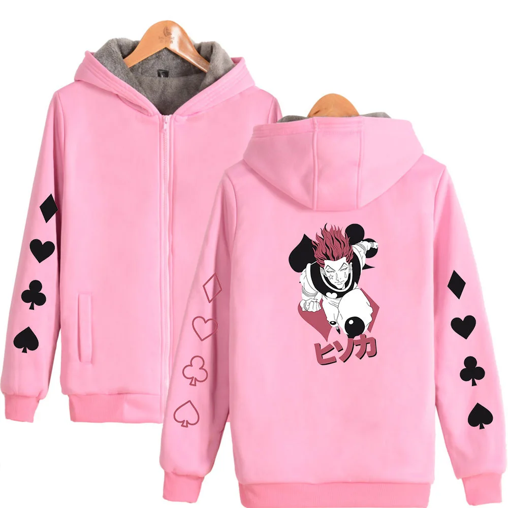 

New Fashion Oversized Hoodies Casual Thicken Warm Zipper Hooded Sweatshirts Hisoka Kpop Zipper Thicken Coats Cartoon Men/Women